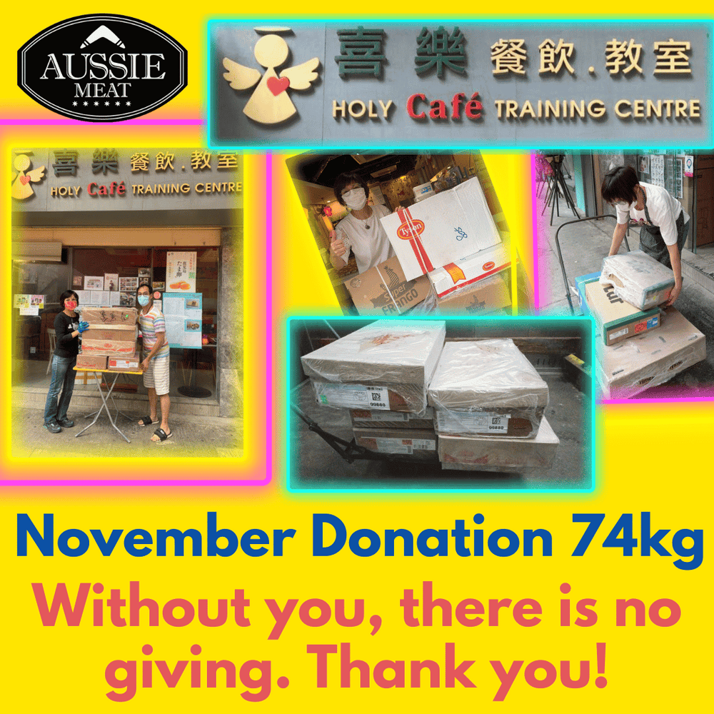 2021 NOVEMBER DONATION - AUSSIE MEAT DONATED 74KG TO HOLY CAFÉ