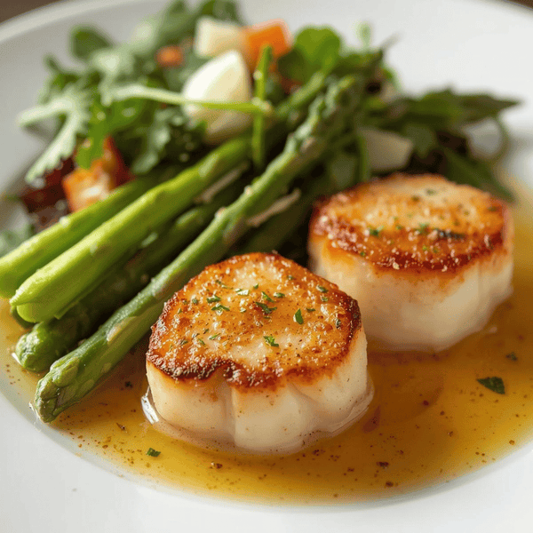 How To Prepare Pan-Seared Scallops With Lemon Pepper Asparagus And Mixed Green Salad?  | Aussie Meat Meat Delivery Online Butcher BBQ Grills Wine