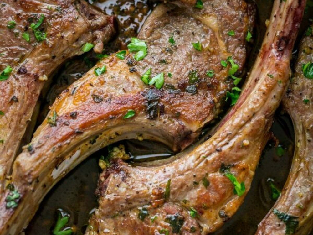 Garlic and Herb Crusted Lamb Chops | NZ Premium Grassfed 2 Lamb Racks Cap Off Frenched | Meat Delivery
