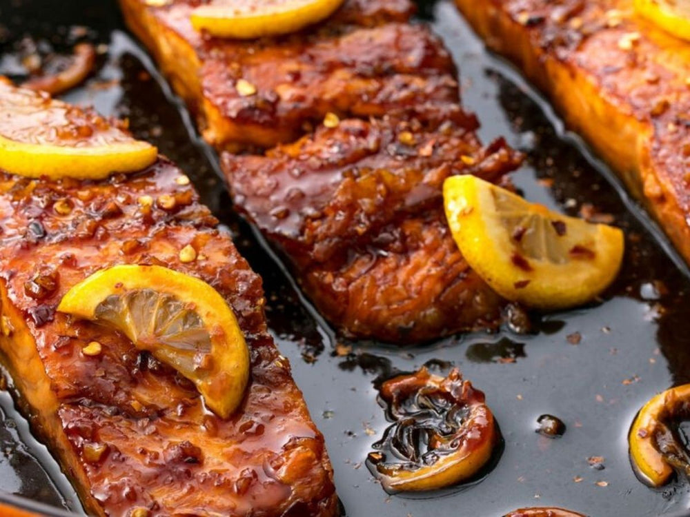 Honey Garlic Glazed Salmon | Premium New Zealand King Salmon Skin-on Fillet | Meat Delivery | Seafood Delivery | Online Butcher | south stream market | meat market