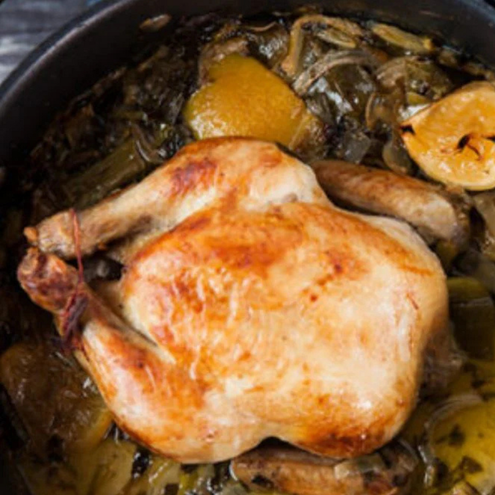 Danish Hormone Free Whole Chicken | Baked Chicken with Milk, Lemon & Garlic