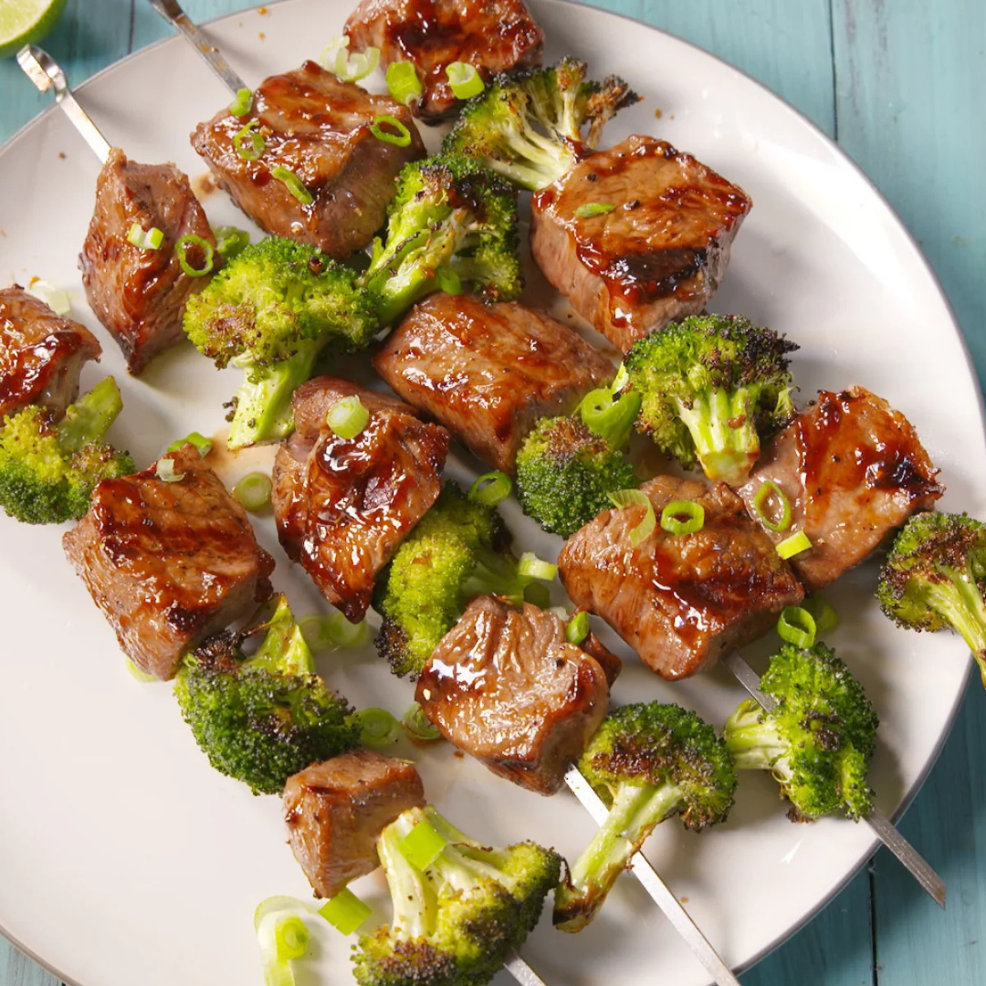 Beef And Broccoli Kebabs