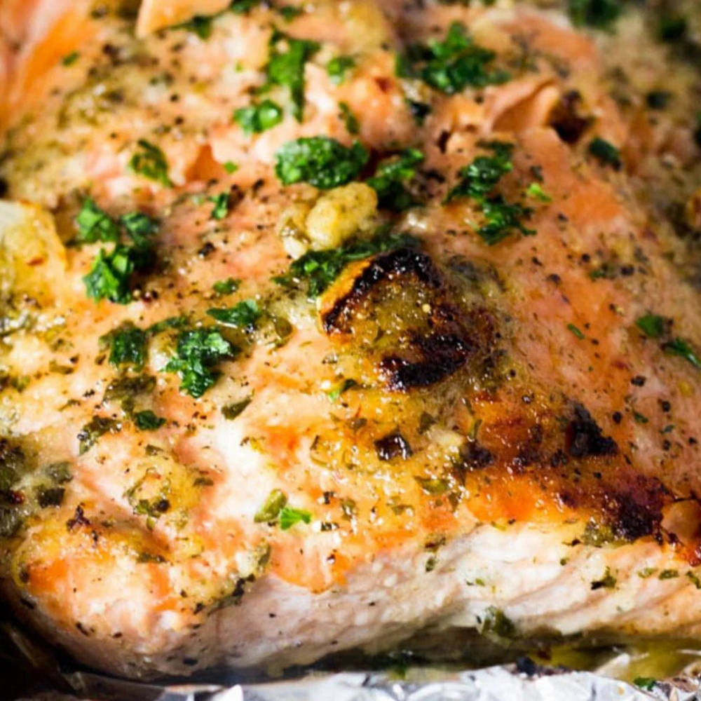 Whole Roasted Salmon in Foil with Sweet Chili Garlic Glaze | Fresh Australian Premium Huon Salmon Whole Fillet Skin-On | Meat Delivery