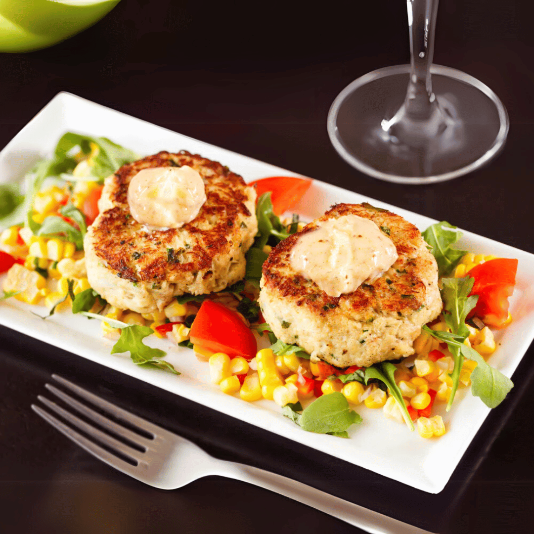 Maryland Crab Cakes With Corn Salad Aussie Meat