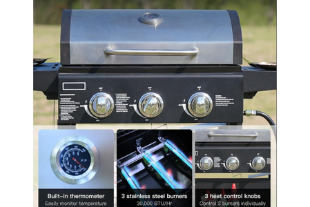 Aussie Meat BBQ Grills | BQ133 Stainless Steel (3 Burners With Side-Burner) | Delivery & Cover - Aussie Meat, Meat Delivery, Online Butcher, BBQ Grills, Wine