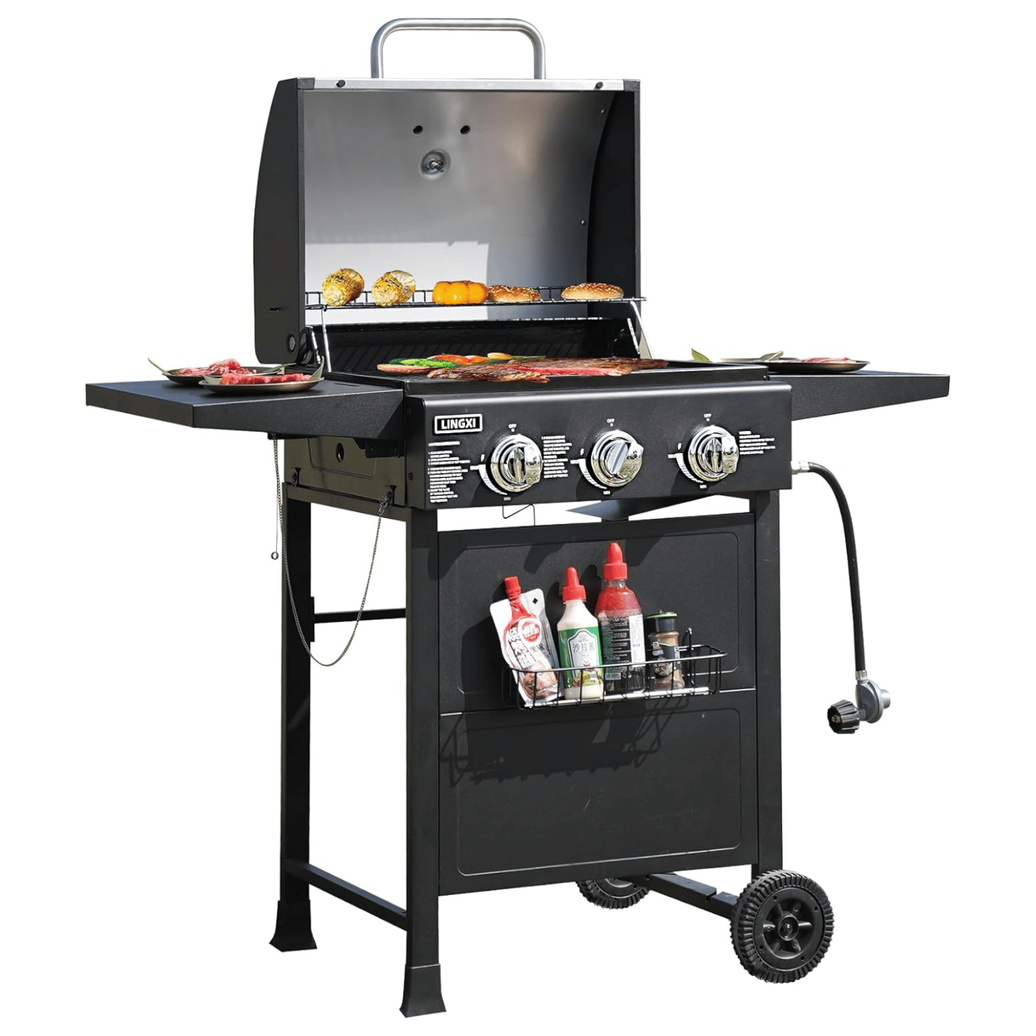 BQ133S Stainless Steel (3 Burners With Side-Burner) | Aussie Meat Meat Delivery Online Butcher BBQ Grills Wine - BQ133S Stainless Steel (3 Burners With Side-Burner) | Delivery & Cover