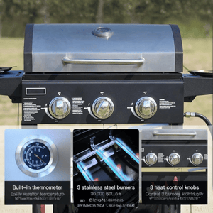 BQ133S Stainless Steel (3 Burners With Side-Burner) | Aussie Meat Meat Delivery Online Butcher BBQ Grills Wine - BQ133S Stainless Steel (3 Burners With Side-Burner) | Delivery & Cover