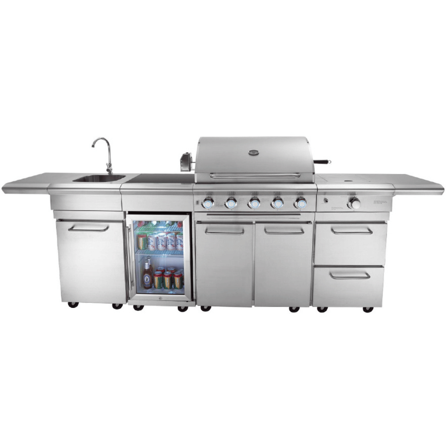 OMG Modular Outdoor Kitchen & Fridge | Aussie Meat Meat Delivery Online Butcher BBQ Grills Wine - OMG組合戶外廚房連冰箱(5爐頭加側爐)|包送貨安裝和外罩