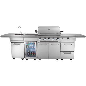 OMG Modular Outdoor Kitchen & Fridge | Aussie Meat Meat Delivery Online Butcher BBQ Grills Wine - OMG組合戶外廚房連冰箱(5爐頭加側爐)|包送貨安裝和外罩