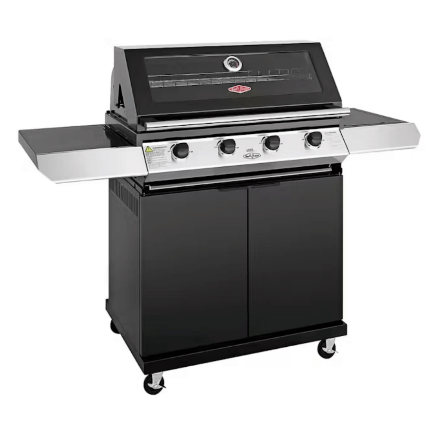 Beefeater 1200 Series Black | 4 Burner BBQ & Side Burner Trolley | Aussie Meat Meat Delivery Online Butcher BBQ Grills Wine - Beefeater 1200 Series Black | 4 Burner BBQ & Side Burner Trolley | Delivery & Cover
