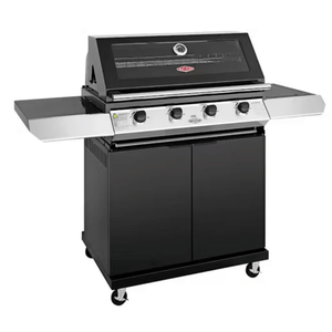 Beefeater 1200 Series Black | 4 Burner BBQ & Side Burner Trolley | Aussie Meat Meat Delivery Online Butcher BBQ Grills Wine - Beefeater 1200 Series Black | 4 Burner BBQ & Side Burner Trolley | Delivery & Cover