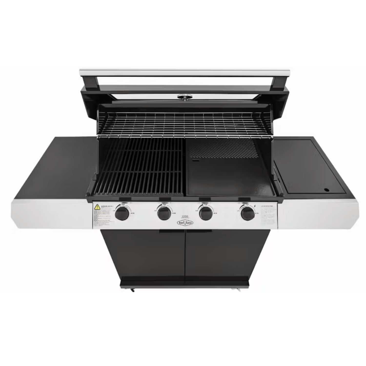 Beefeater 1200 Series Black | 4 Burner BBQ & Side Burner Trolley | Aussie Meat Meat Delivery Online Butcher BBQ Grills Wine - Beefeater 1200 Series Black | 4 Burner BBQ & Side Burner Trolley | Delivery & Cover
