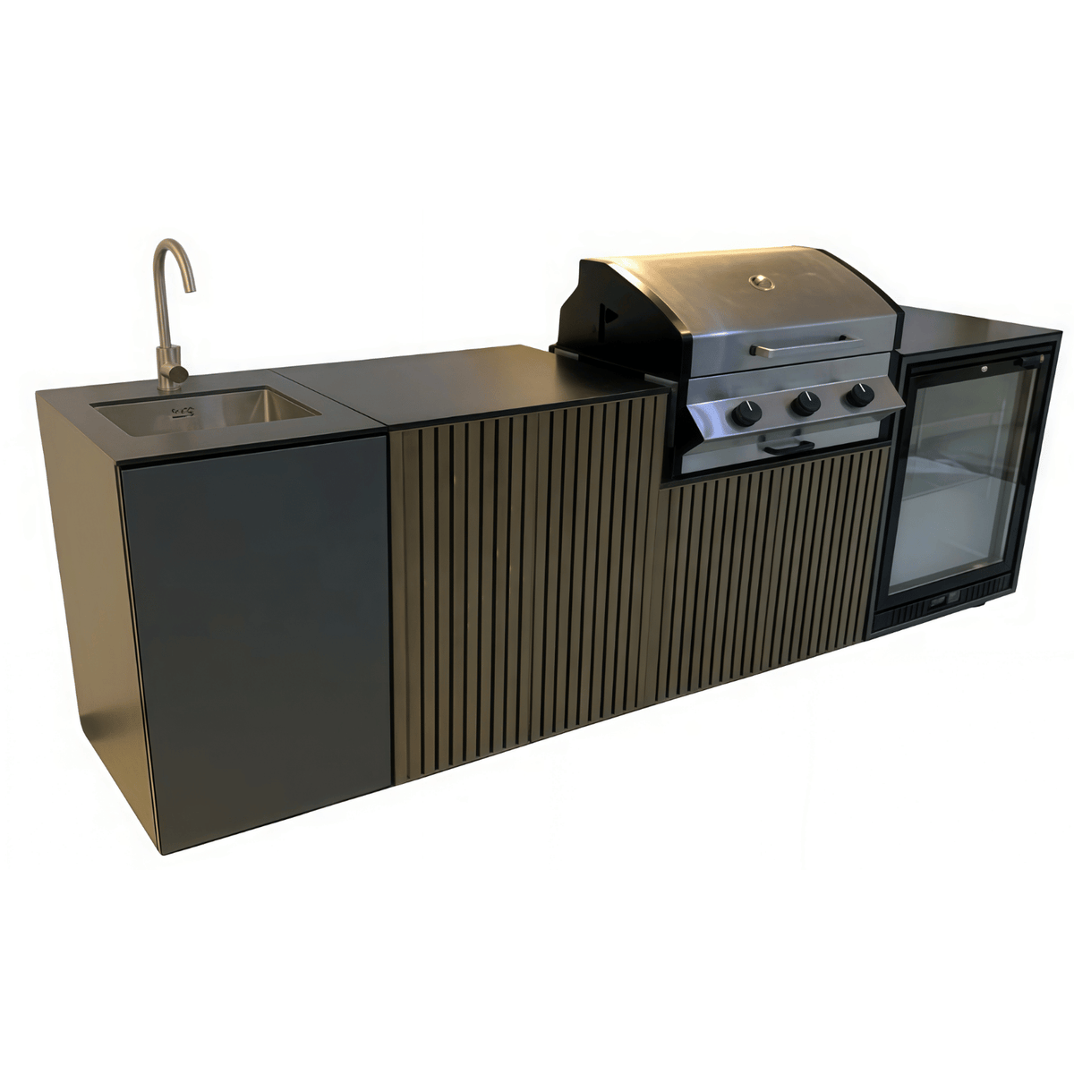 Oaisi ONE Outdoor Kitchen | 3 Burners Gas Grill with Tap and Sink plus Fridge | Aussie Meat Meat Delivery Online Butcher BBQ Grills Wine - Aussie Meat燒烤爐 | Oaisi ONE 戶外廚房 (3 爐頭燃氣燒烤爐附水龍頭與水槽，配冰箱)連送貨