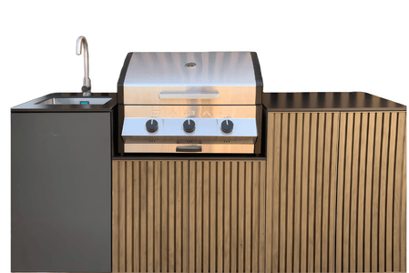 Oaisi Outdoor Kitchen (3 Burners Gas Grill with Tap and Sink plus Fridge) | Aussie Meat Meat Delivery Online Butcher BBQ Grills Wine - Oaisi Outdoor Kitchen | 3 Burners Gas Grill with Tap and Sink plus Fridge (optional)