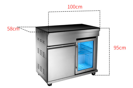 OMG Modular Outdoor L-Shape Kitchen (Large) & Fridge (6 + 1 Burners Gas BBQ Grill, Tap, Sink Side Burner, Fridge, Corner & Cabinet) - Aussie Meat, Meat Delivery, Online Butcher, BBQ Grills, Wine