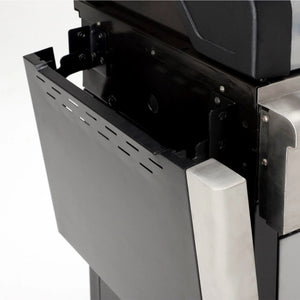 Close-up of a black and silver appliance, likely a kitchen stove or oven, on a white background. - BQ132 (2 頭烤爐)