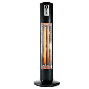 Tall black patio heater with glass front on a white background - Aussie Meat Infrared Electric Heater Includes Cover & Delivery (Pre-Order 7 Days)