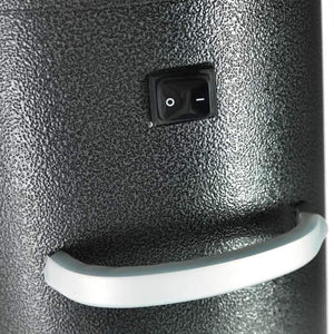 Close-up of a textured gray surface with a power switch and white handle. - Aussie Meat Infrared Electric Heater Includes Cover & Delivery (Pre-Order 7 Days)