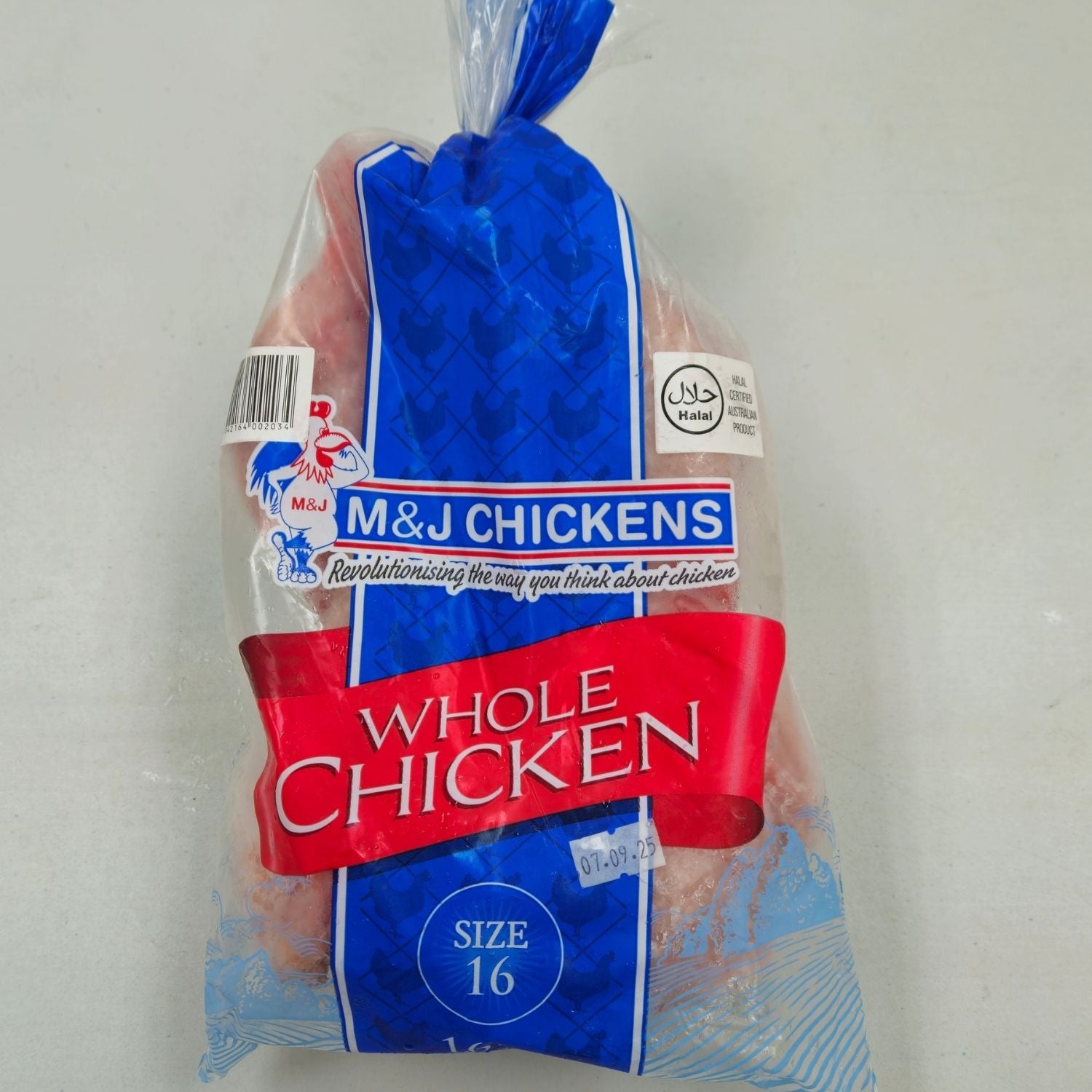 Packaged whole chicken from M&J Chickens on a white background - 澳洲無激素全雞(1.6公斤)|買三送一