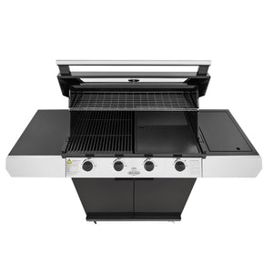 Beefeater 1200 Series Black | 4 Burner BBQ & Side Burner Trolley with Cover