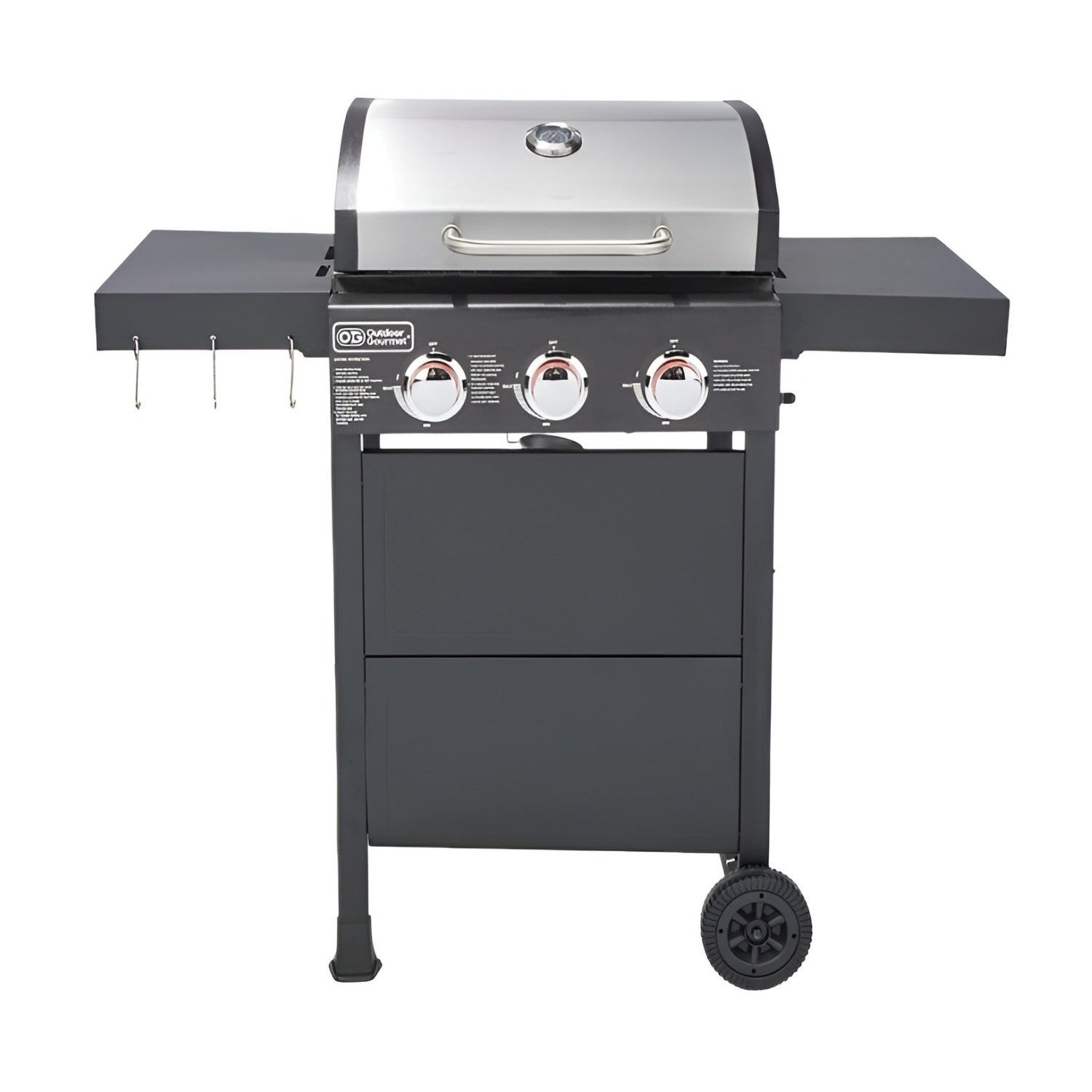 Black and silver gas grill on a white background - BQ133S 不銹鋼 (三頭燃氣燒烤爐)包交付和組裝