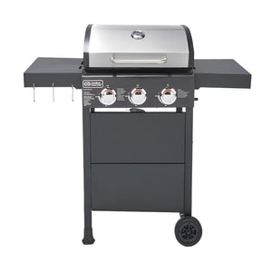 Black and silver gas grill on a white background - BQ133S 不銹鋼 (三頭燃氣燒烤爐)包交付和組裝