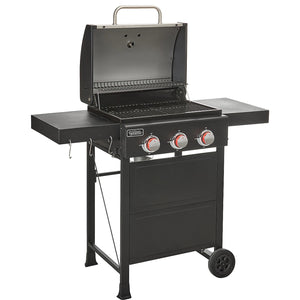 Black gas grill with three burners on a white background - BQ133S 不銹鋼 (三頭燃氣燒烤爐)包交付和組裝