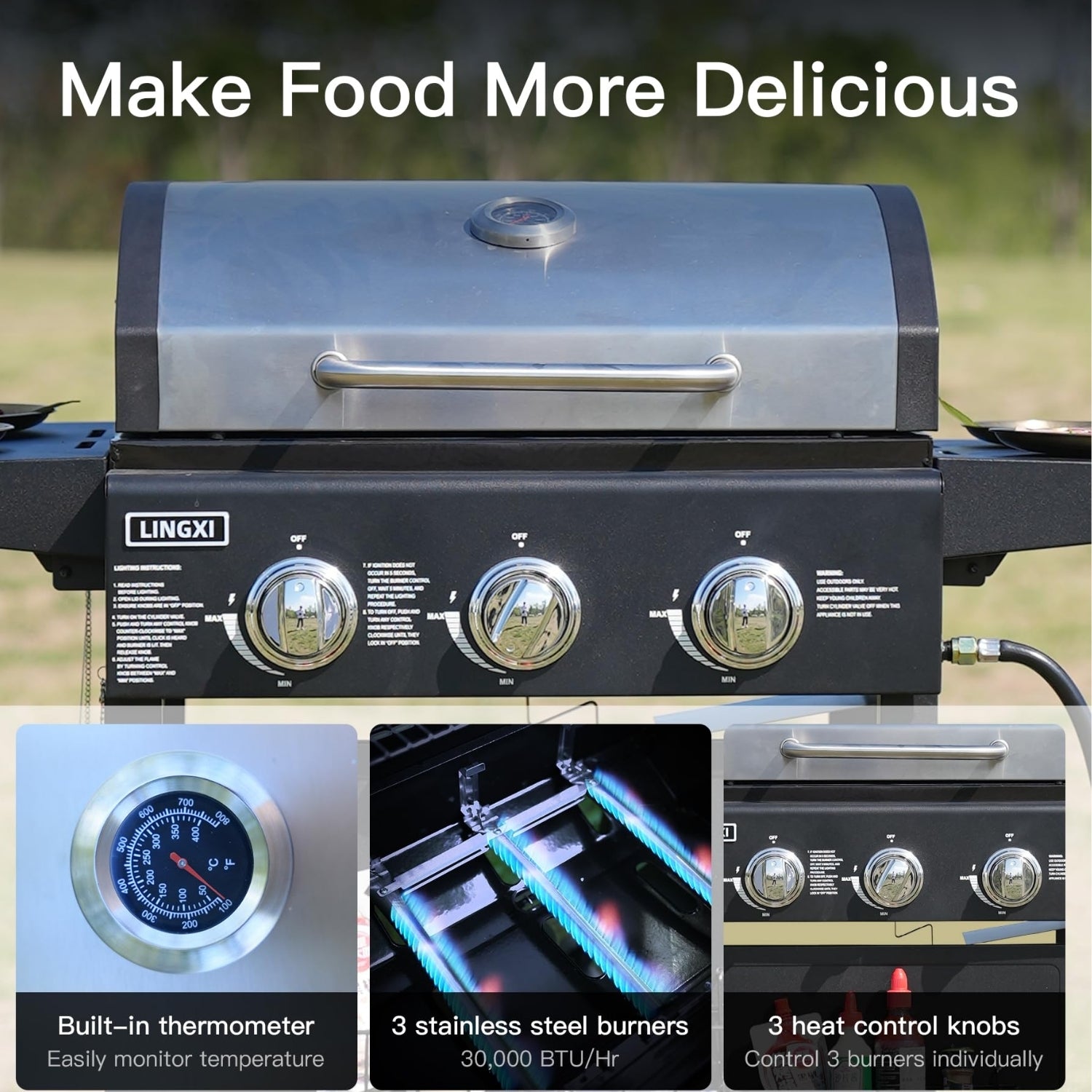 BQ133S 不銹鋼 (三頭燃氣燒烤爐)包交付和組裝