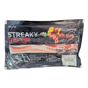 Packaged streaky bacon with visible branding on a white background - 荷蘭煙燻五花腩煙肉(200克)