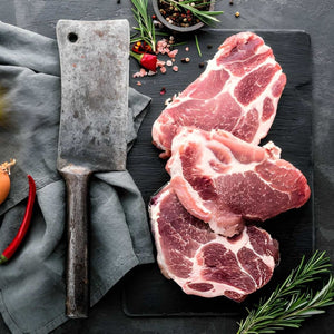 EU Hormone Free Pork Collar (Shoulder) Rindless Steaks (~2cm Thickness, 2 x 227g)