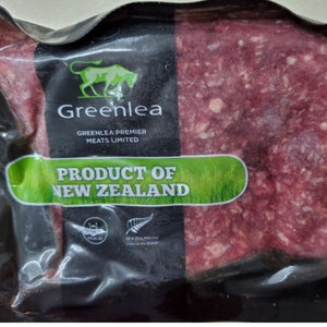 Packaged ground beef with Greenlea branding and 'Product of New Zealand' label. - 紐西蘭優質草飼瘦免治牛肉（〜85％VL，500克）