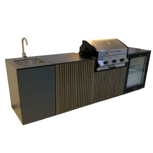 Oaisi Outdoor Kitchen | 3 Burners Gas Grill | Aussie Meat Meat Delivery Online Butcher BBQ Grills Wine - Oaisi ONE Outdoor Kitchen | 3 Burners Gas Grill with Tap and Sink plus Fridge