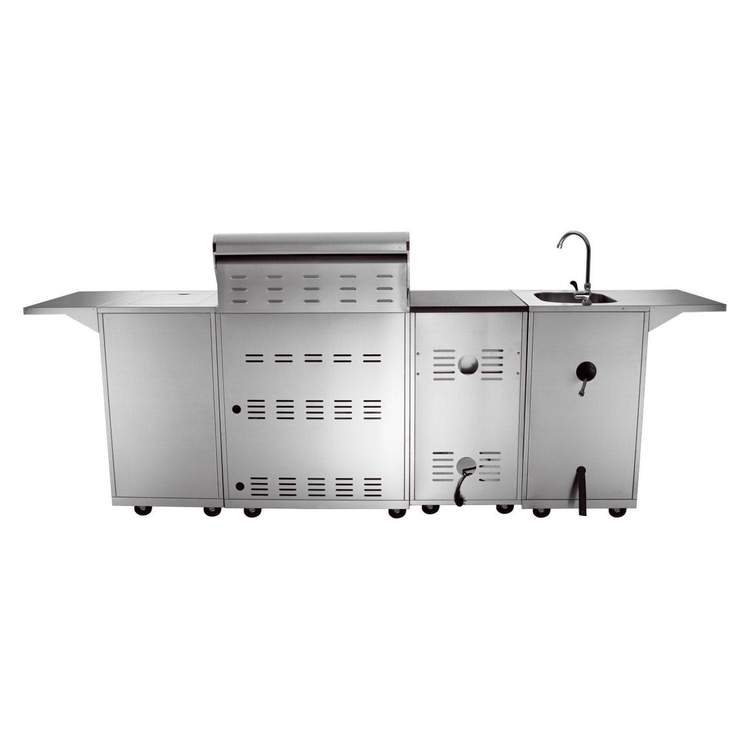 OMG Modular Outdoor Kitchen & Fridge (5 Burners Gas BBQ Grill, Tap, Sink & Side Burner) - Aussie Meat