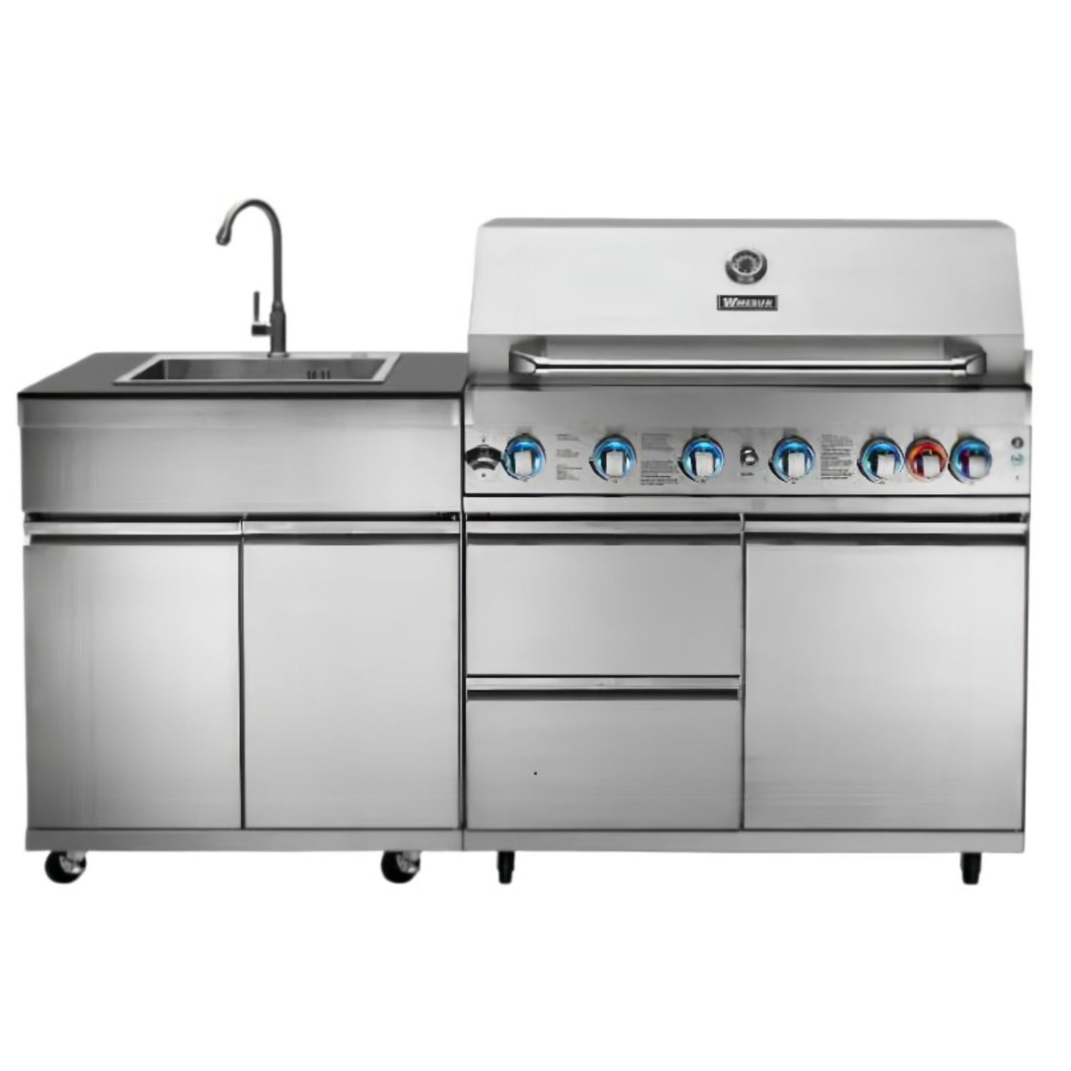 OMG Mini Modular Outdoor Kitchen (6+1 Burner Gas Grill with Tap and Sink)
