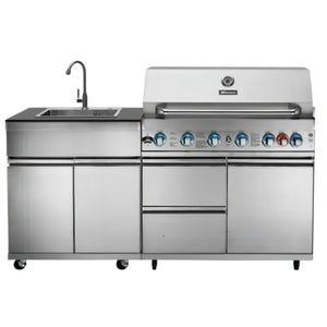OMG Mini Modular Outdoor Kitchen (6+1 Burner Gas Grill with Tap and Sink)