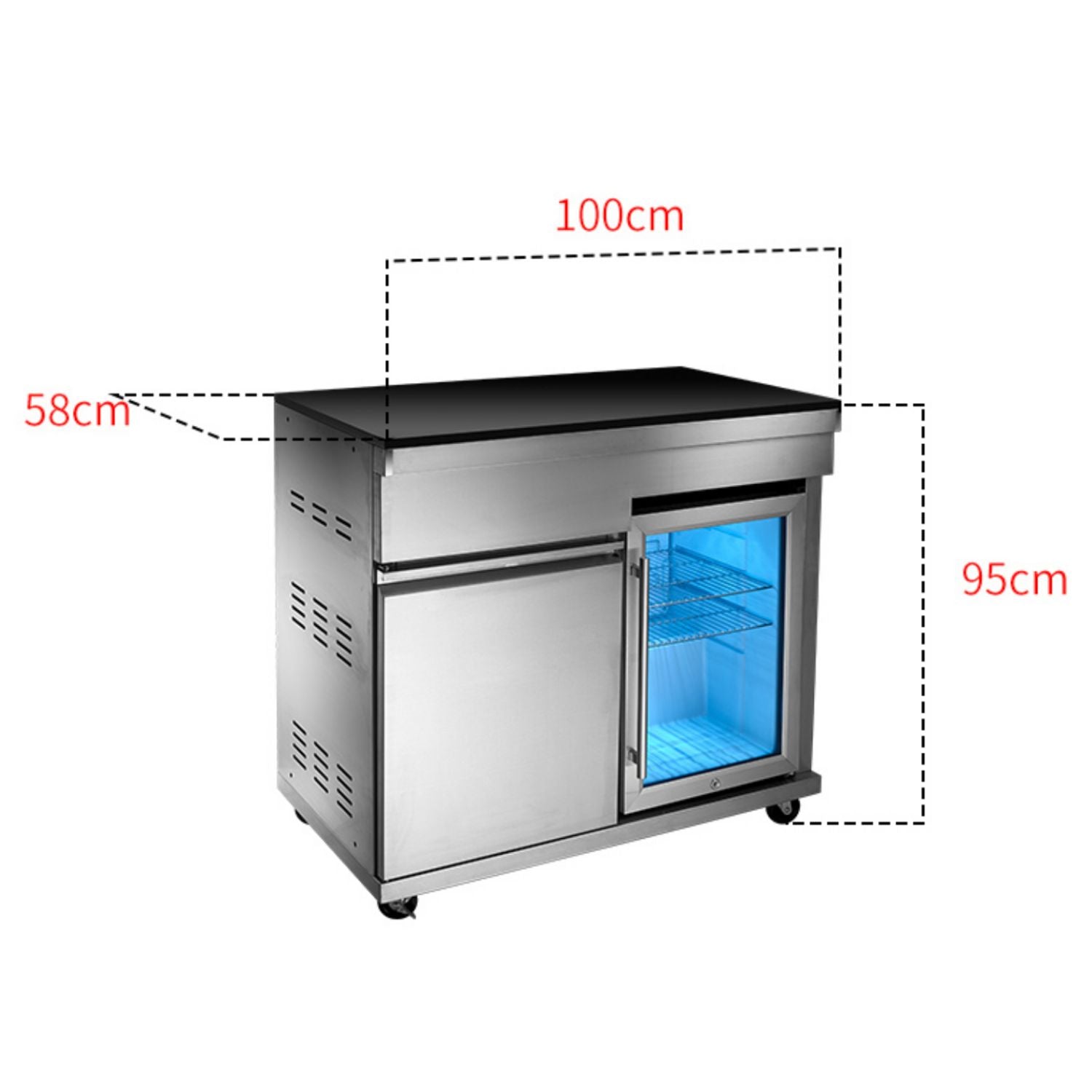 OMG Modular Outdoor L-Shape Kitchen (Small) with Fridge (6 + 1 Burners Gas Barbecue Grill, Fridge Tap, Sink, Side Burner, Fridge & Corner Unit)