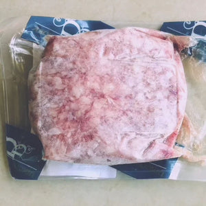 Raw minced pork in a clear plastic packaging on a white surface - UK Premium Duroc Pork Mince & Hormone Free (300g)