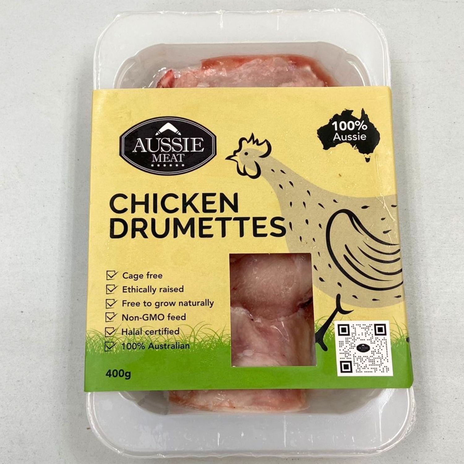 Packaged chicken drumettes with Aussie Meat branding on a light gray background - Wholesale Australian Hormone Free Chicken Drumettes (400g) | Buy 20 Get 6 Free