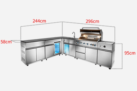 OMG Modular Outdoor L-Shape Kitchen (Large) & Fridge (6 Burners Gas BBQ Grill, Infared Grill, Tap, Sink & Side Burner) | Aussie Meat | eat4charityHK | Meat Delivery | Seafood Delivery | Wine & Beer Delivery | BBQ Grills | Lotus Grills | Weber Grills | Outdoor Furnishing | VIPoints